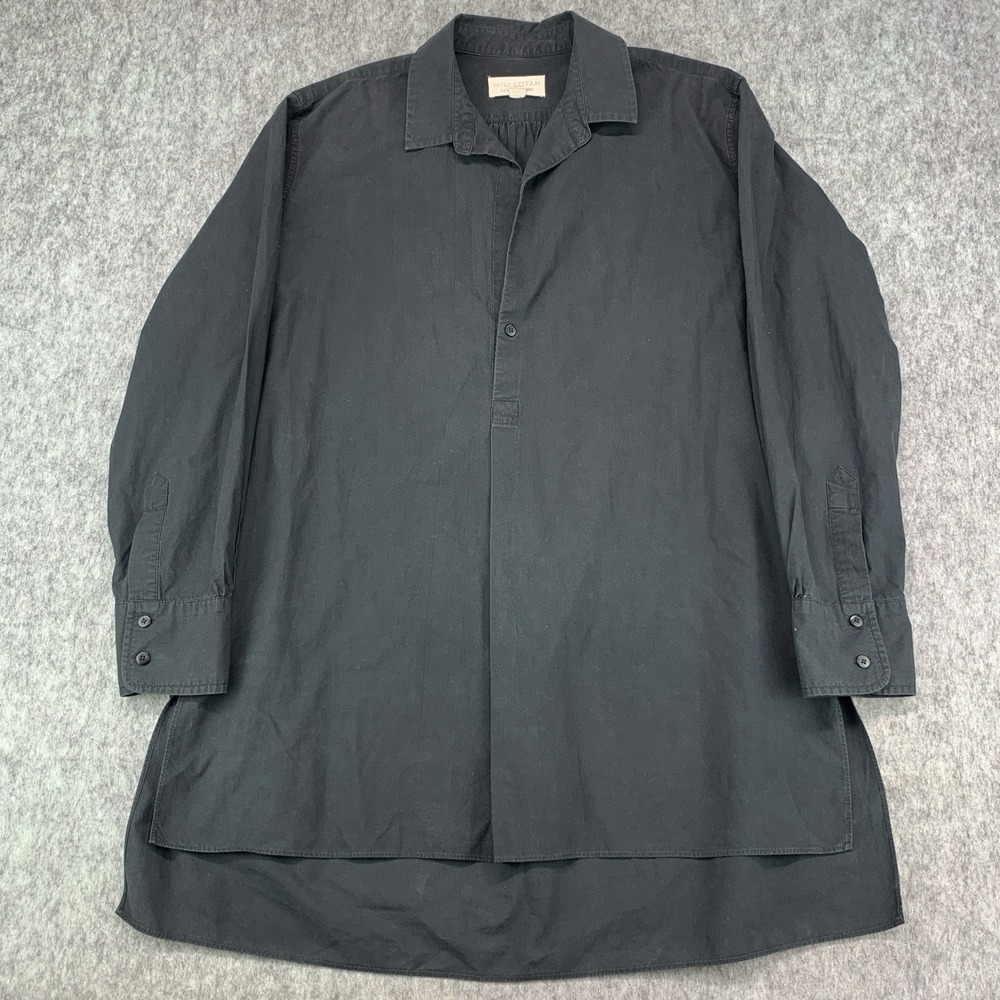 Nili Lotan Oversized Blouse Poplin Black 100% Cotton high Low Hem - Size S
